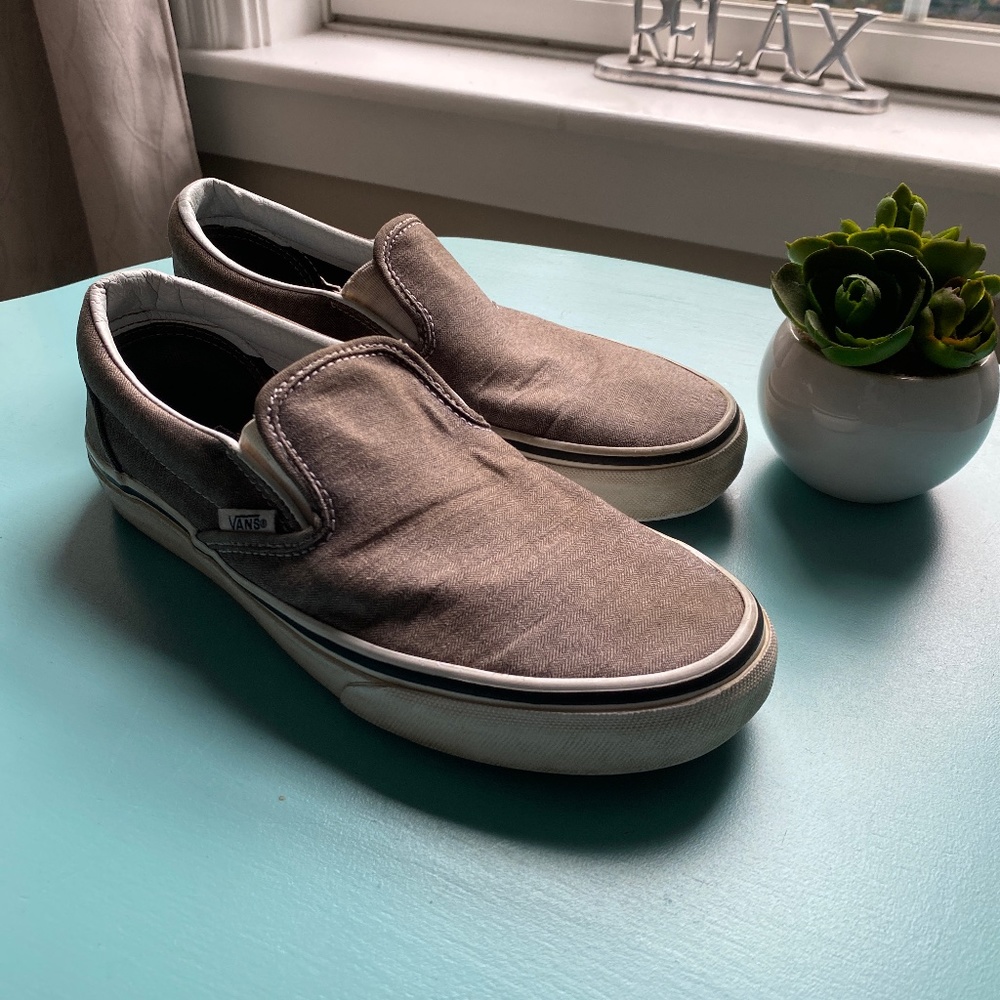 Grey Vans slip ons